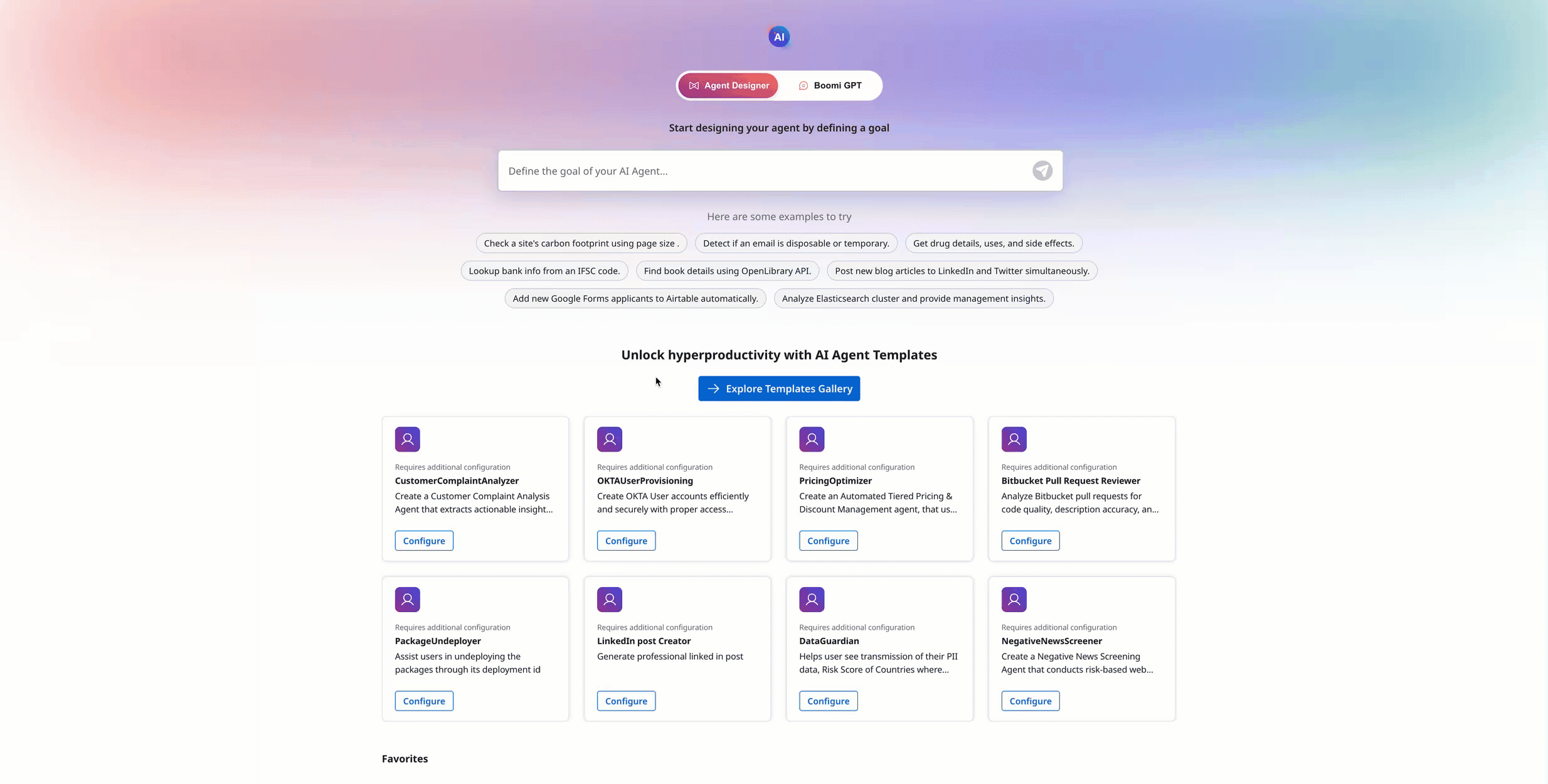 looping image showing clicking on a template and instantly deploying an agent