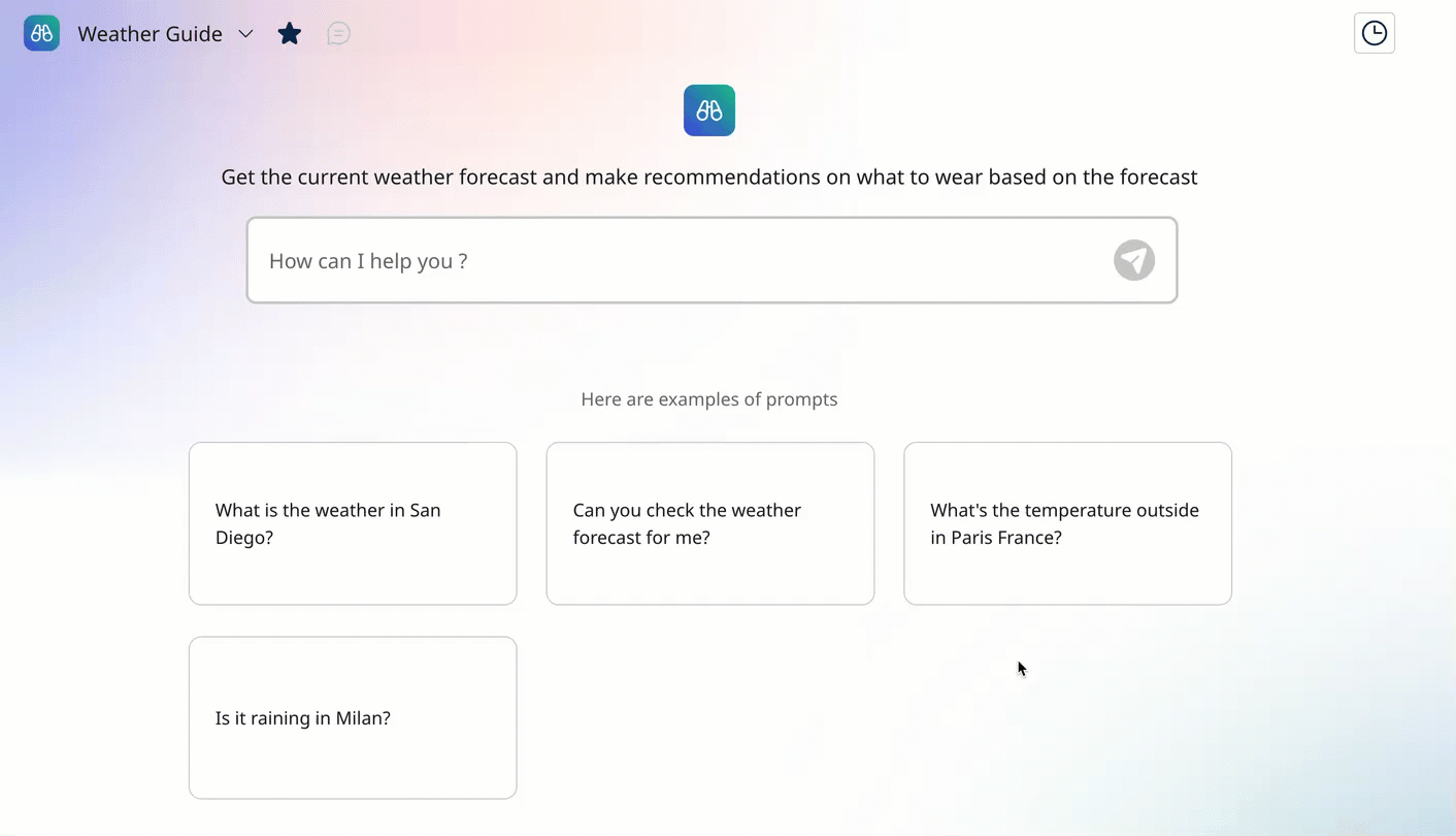 looping image showing clicking on a conversation starter tile
