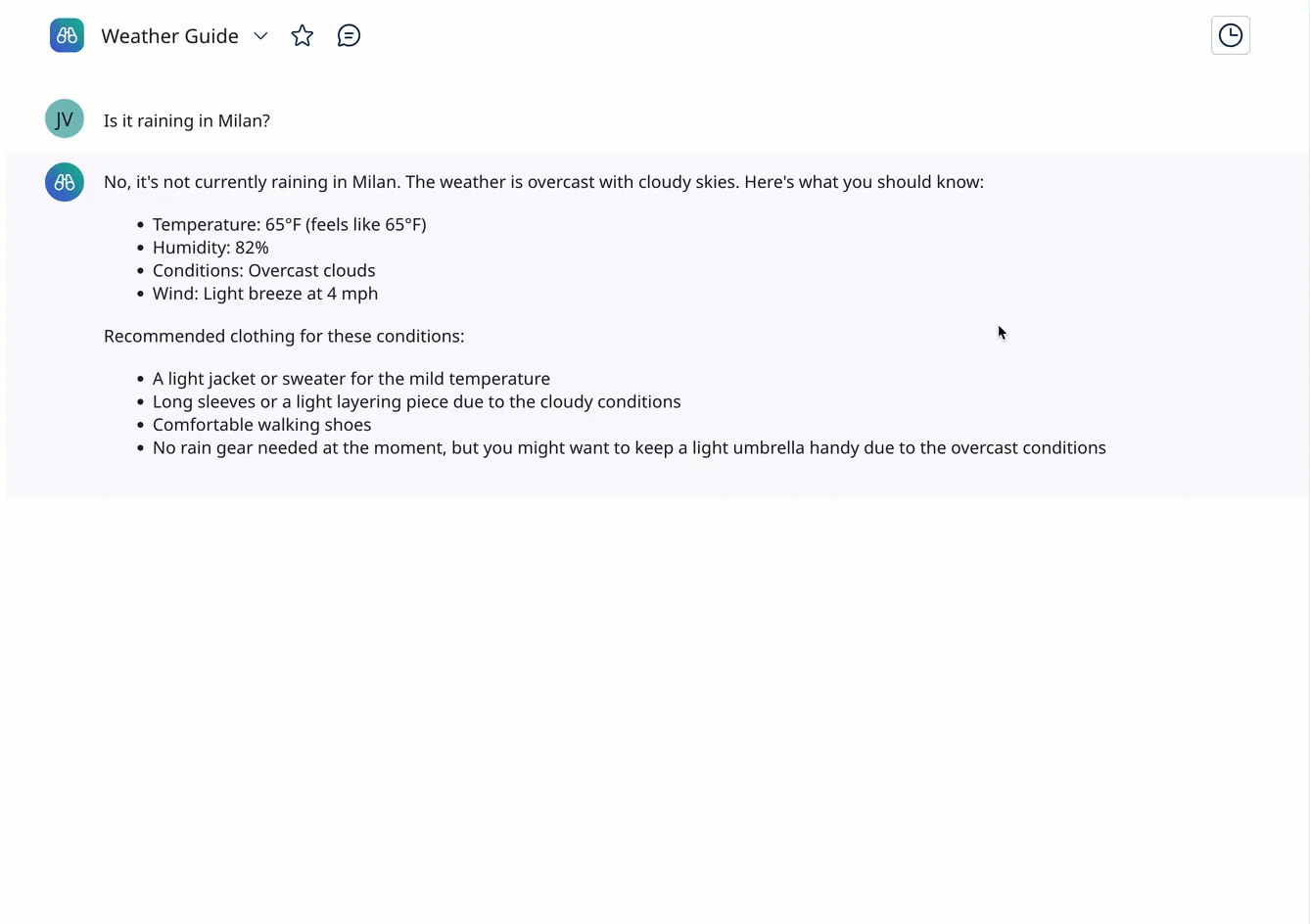 looping image showing clicking on a conversation starter tile