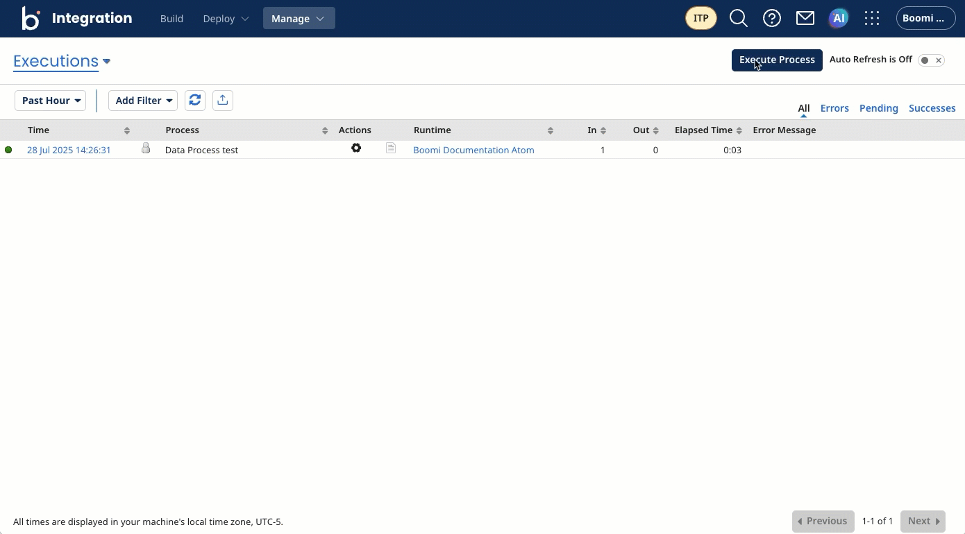 Gif showing how to deploy a process from the Process Reporting page